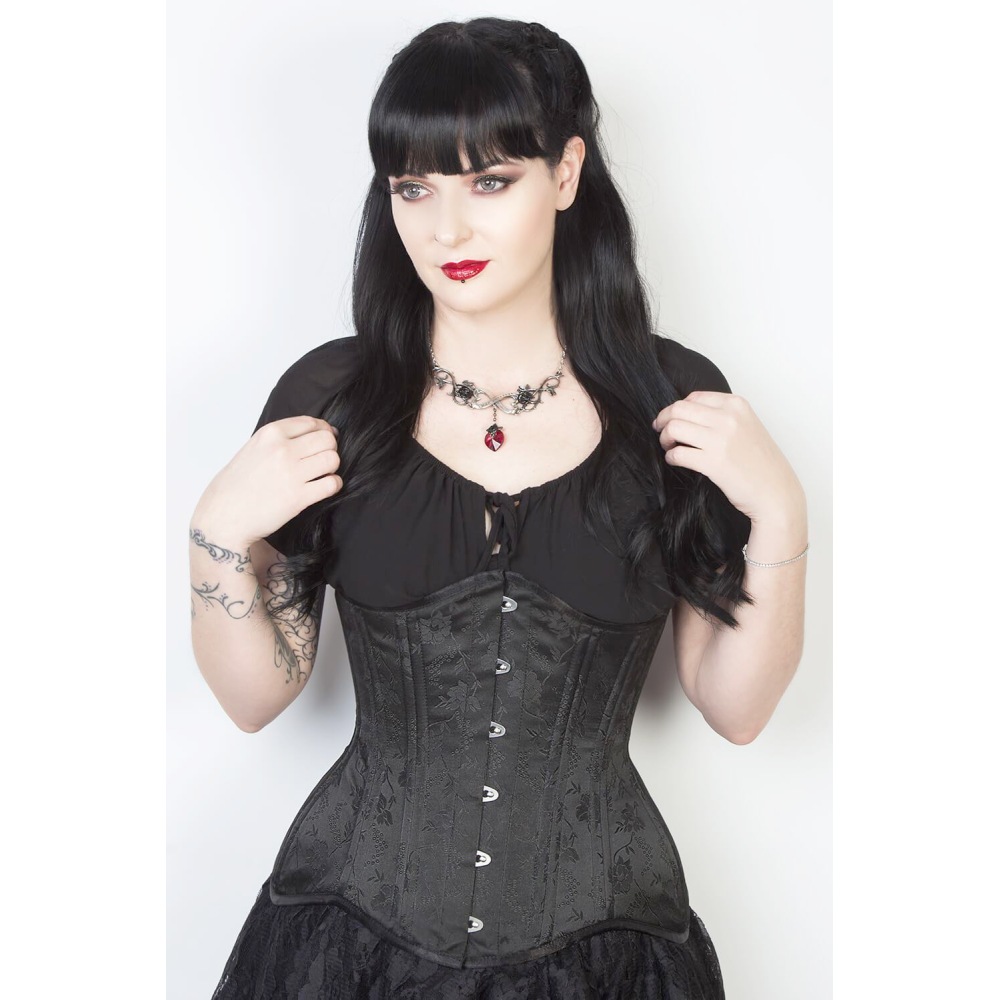 Attitude Corsets - Floral Waist Training (ELC-102) Unterbrustkorsett für Taillentraining - Schwarz